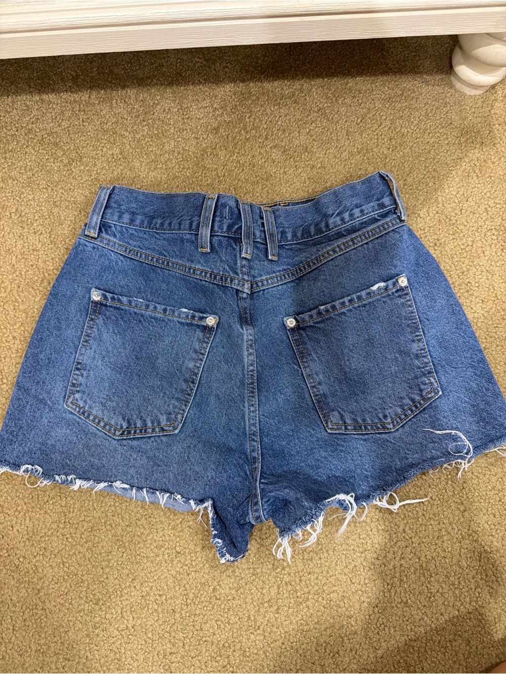 Forever 21 Mid-Rise Blue Denim Cutoff Shorts with Frayed Hem